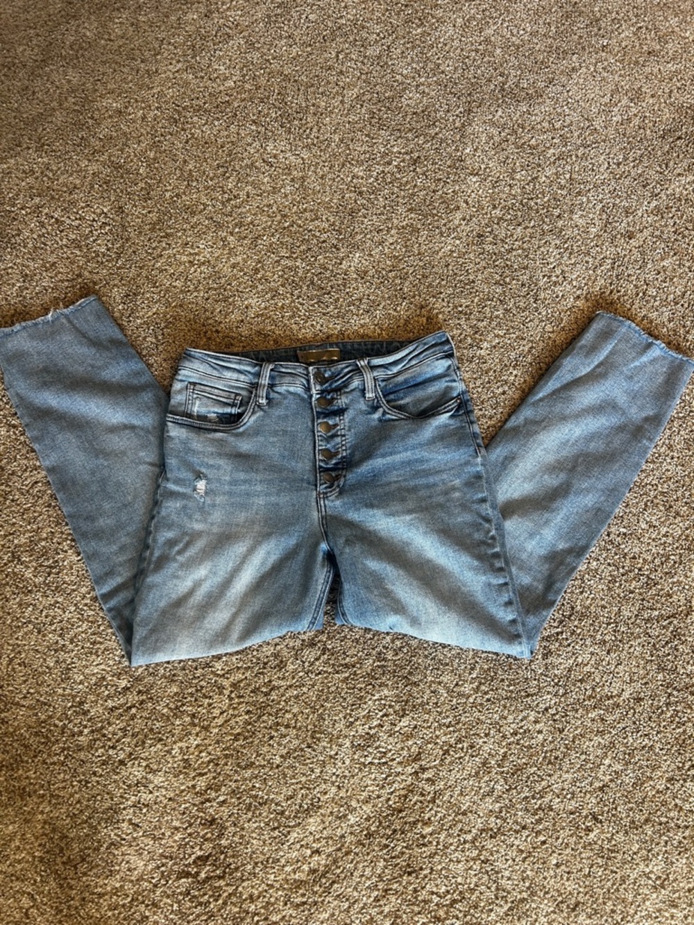 Kut from the Kloth Light Blue High-Rise Button-Fly Jeans, Size 10
